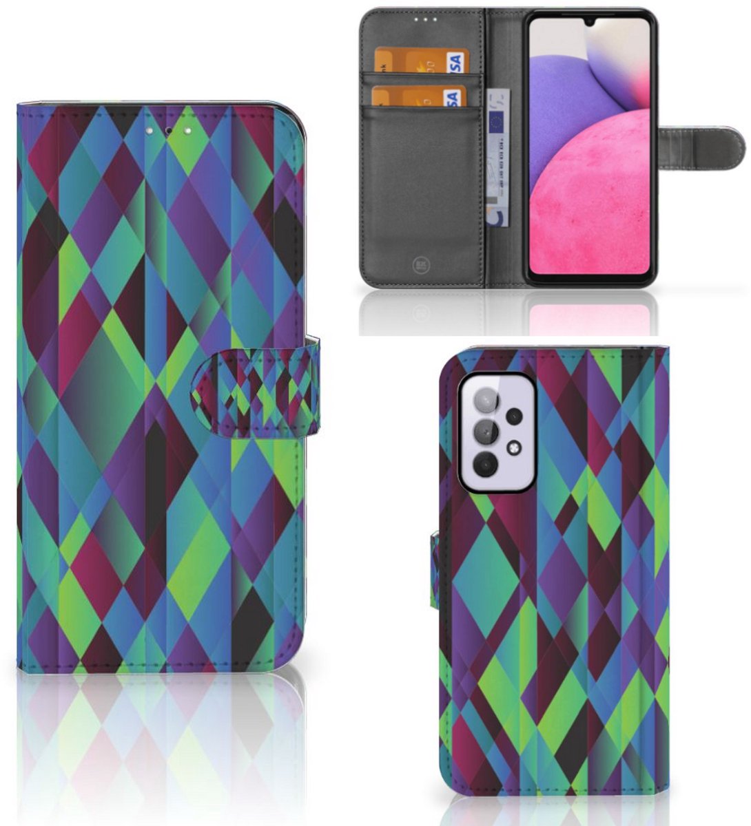 Samsung Galaxy A33 5G Book Case Abstract Green Blue