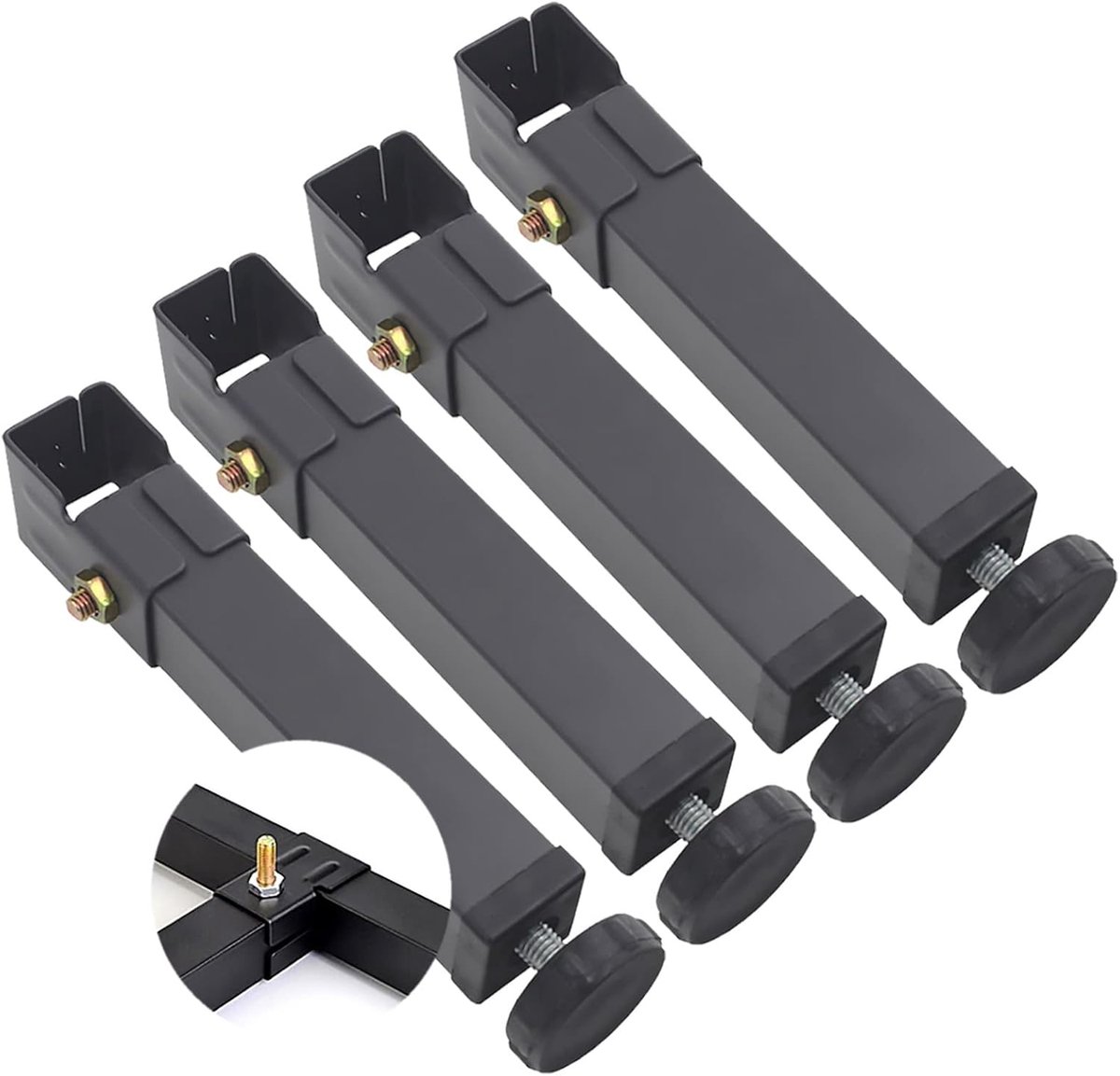 Meubelpoten Verstelbaar - Steunpoten Bedframe - Meubels Verhogen - Hoogte Aanpasbaar - 27 cm Hoogte - Zwart