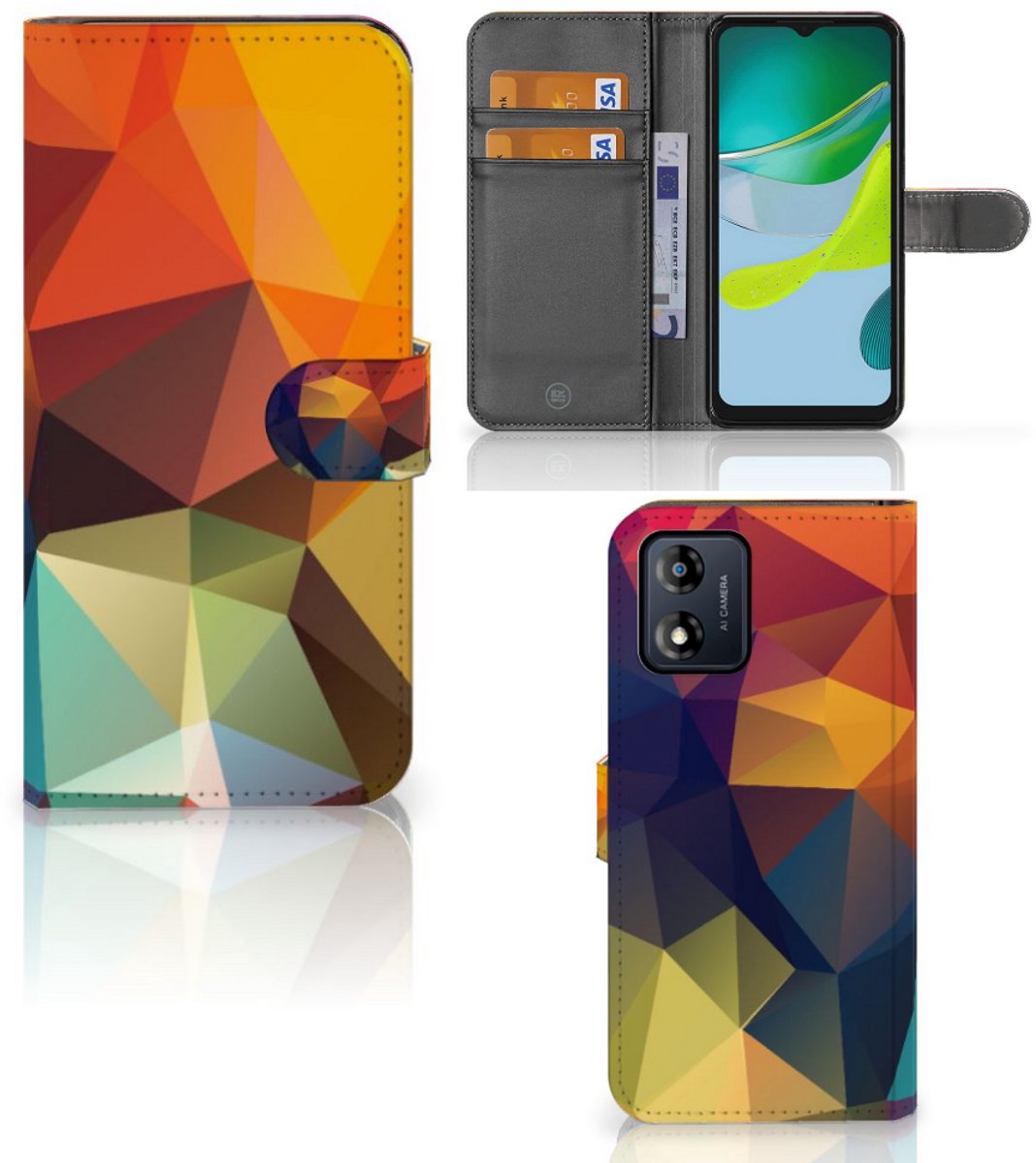 Motorola Moto E13 4G Book Case Polygon Color