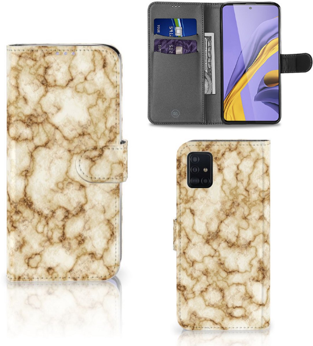 Samsung Galaxy A51 Bookcase Marmer Goud