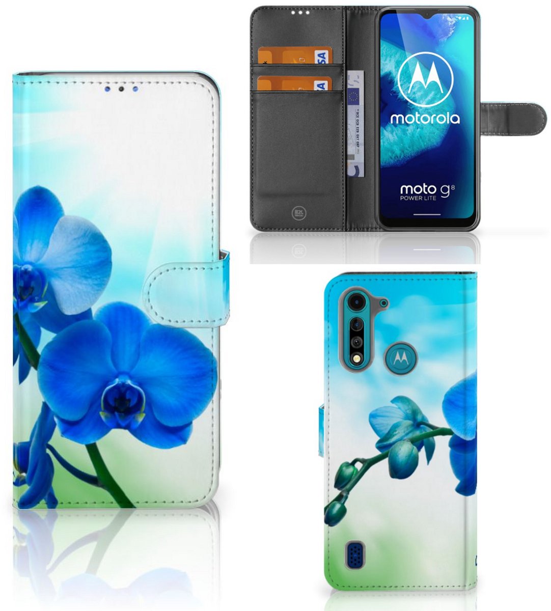 Motorola G8 Power Lite Hoesje Orchidee Blauw - Cadeau voor je Moeder