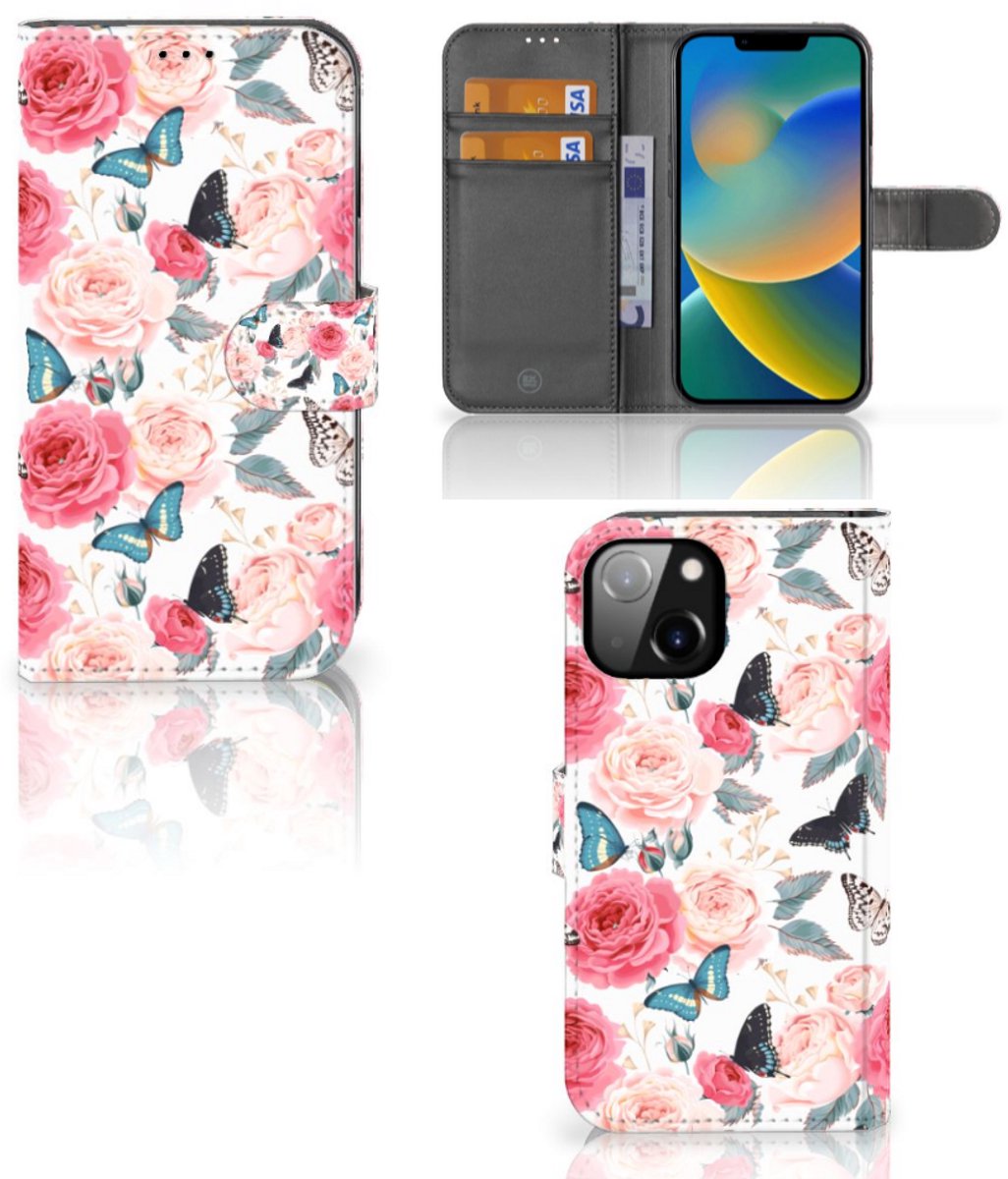 Apple iPhone 14 Hoesje Butterfly Roses