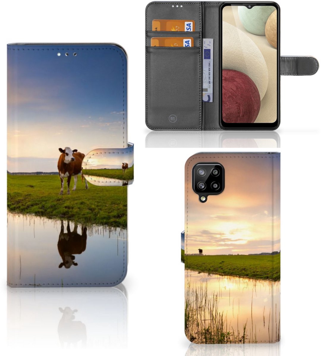 Samsung Galaxy A12 Telefoonhoesje met Pasjes Koe
