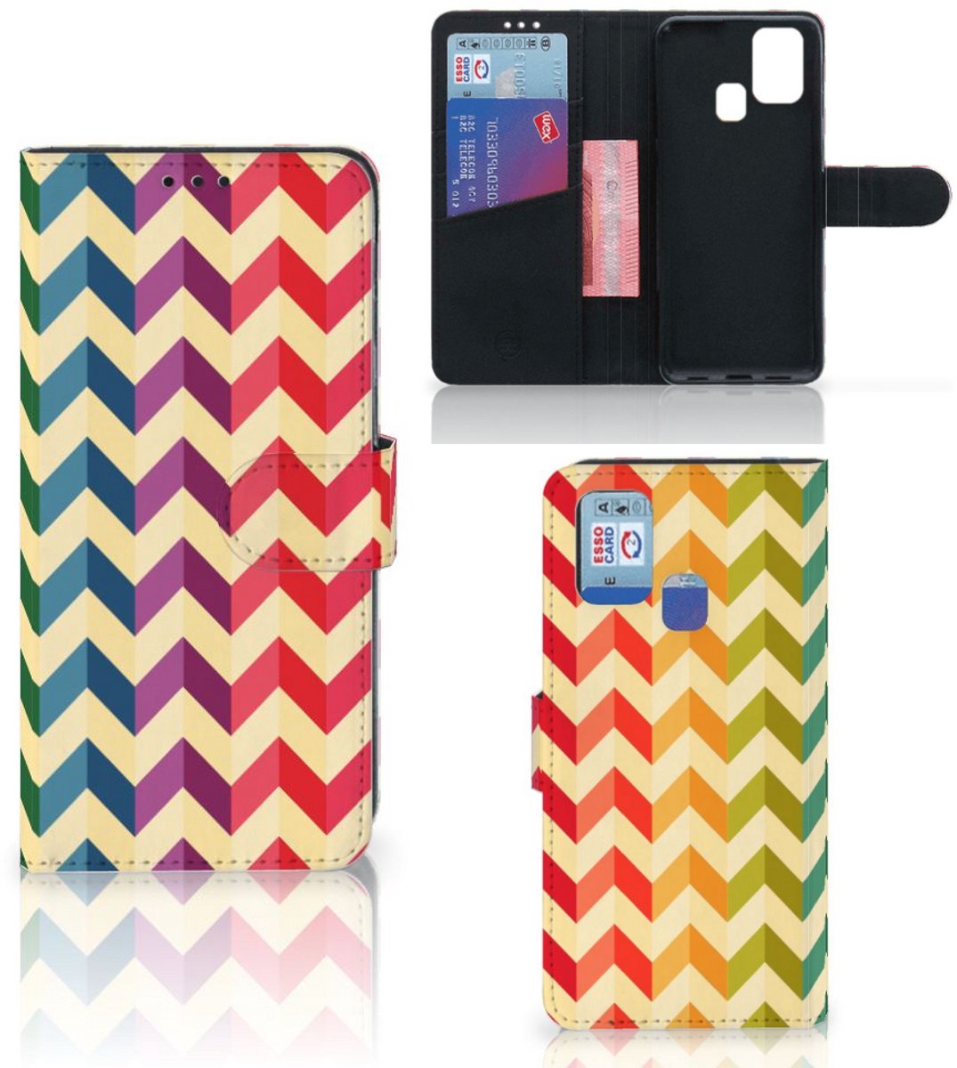 Samsung Galaxy M31 Telefoon Hoesje Zigzag Multi Color