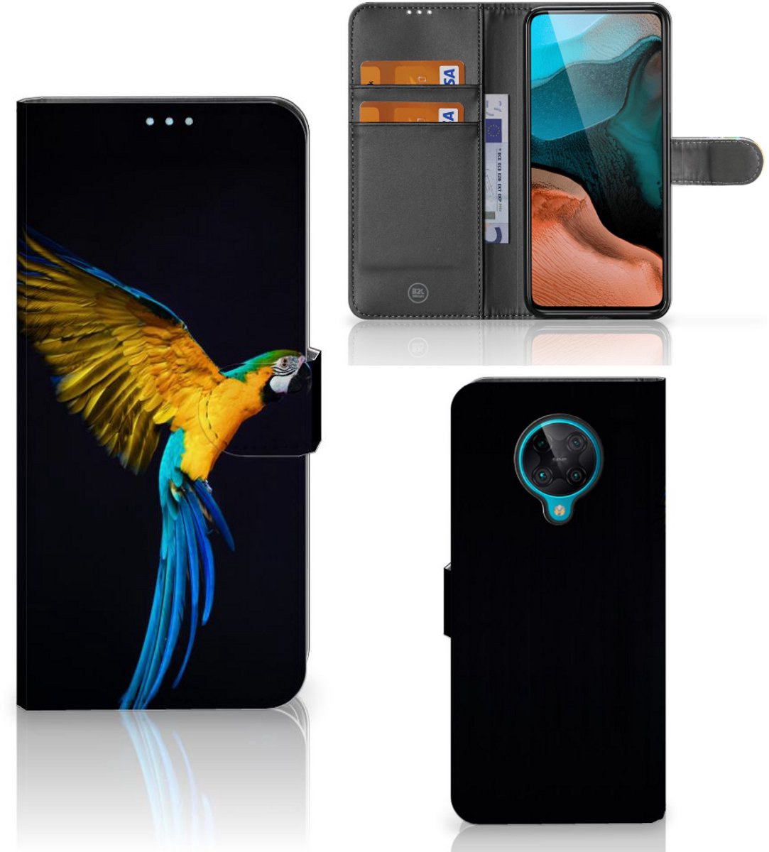 Xiaomi Poco F2 Pro Telefoonhoesje met Pasjes Papegaai