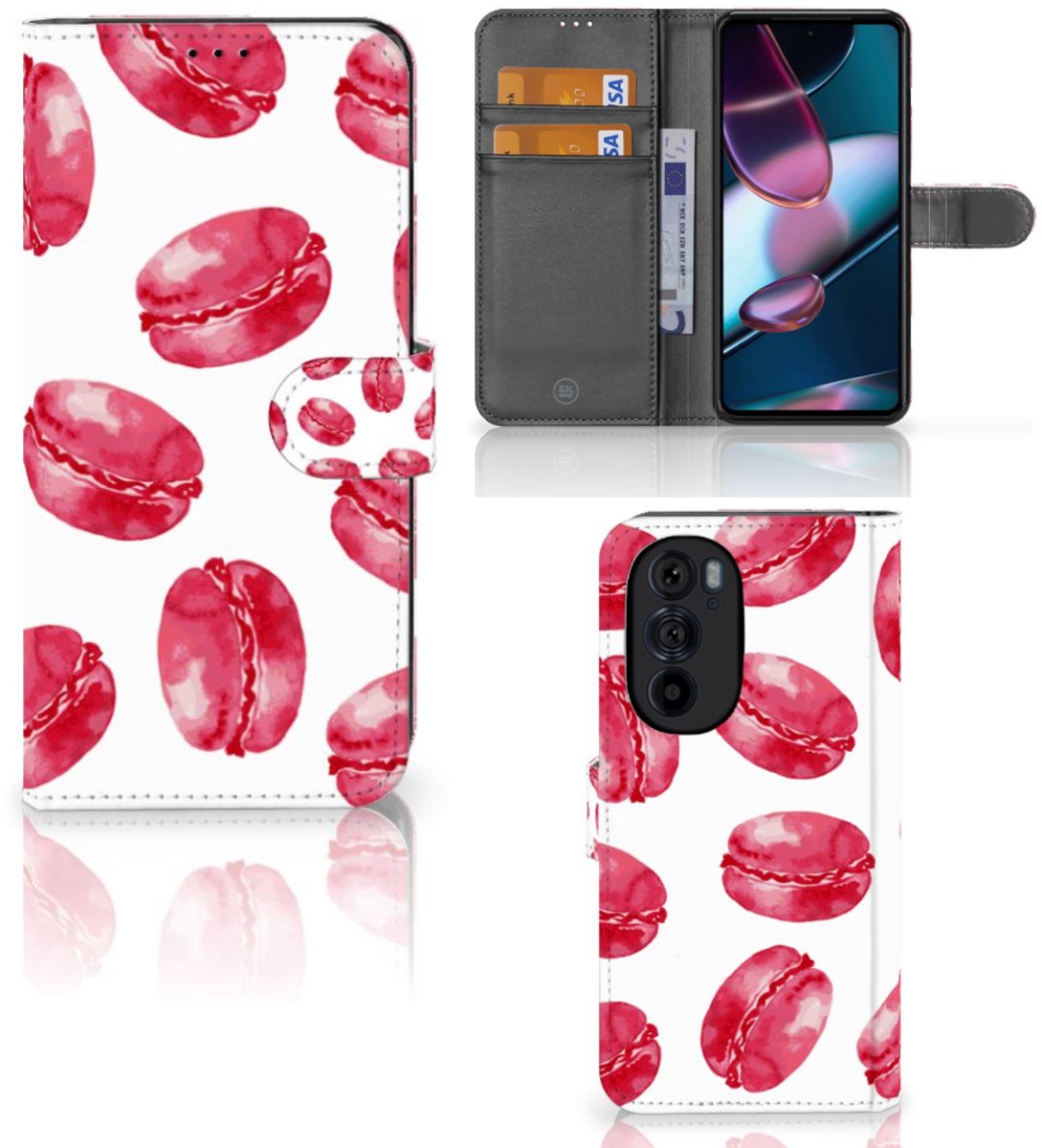 Motorola Edge 30 Pro Book Cover Pink Macarons