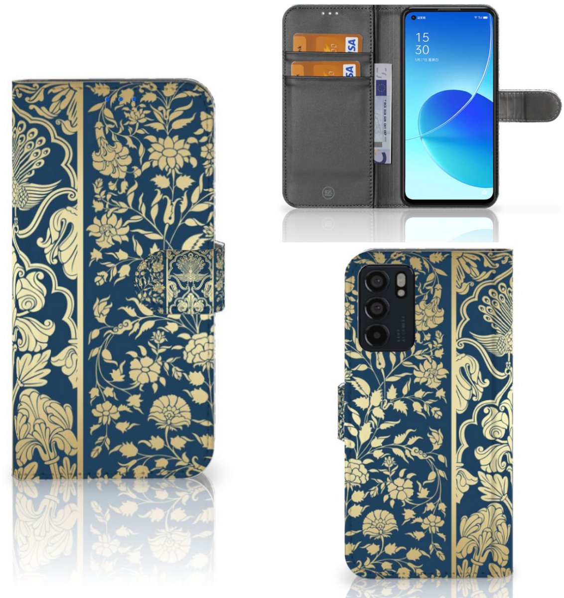 OPPO Reno6 5G Hoesje Beige Flowers