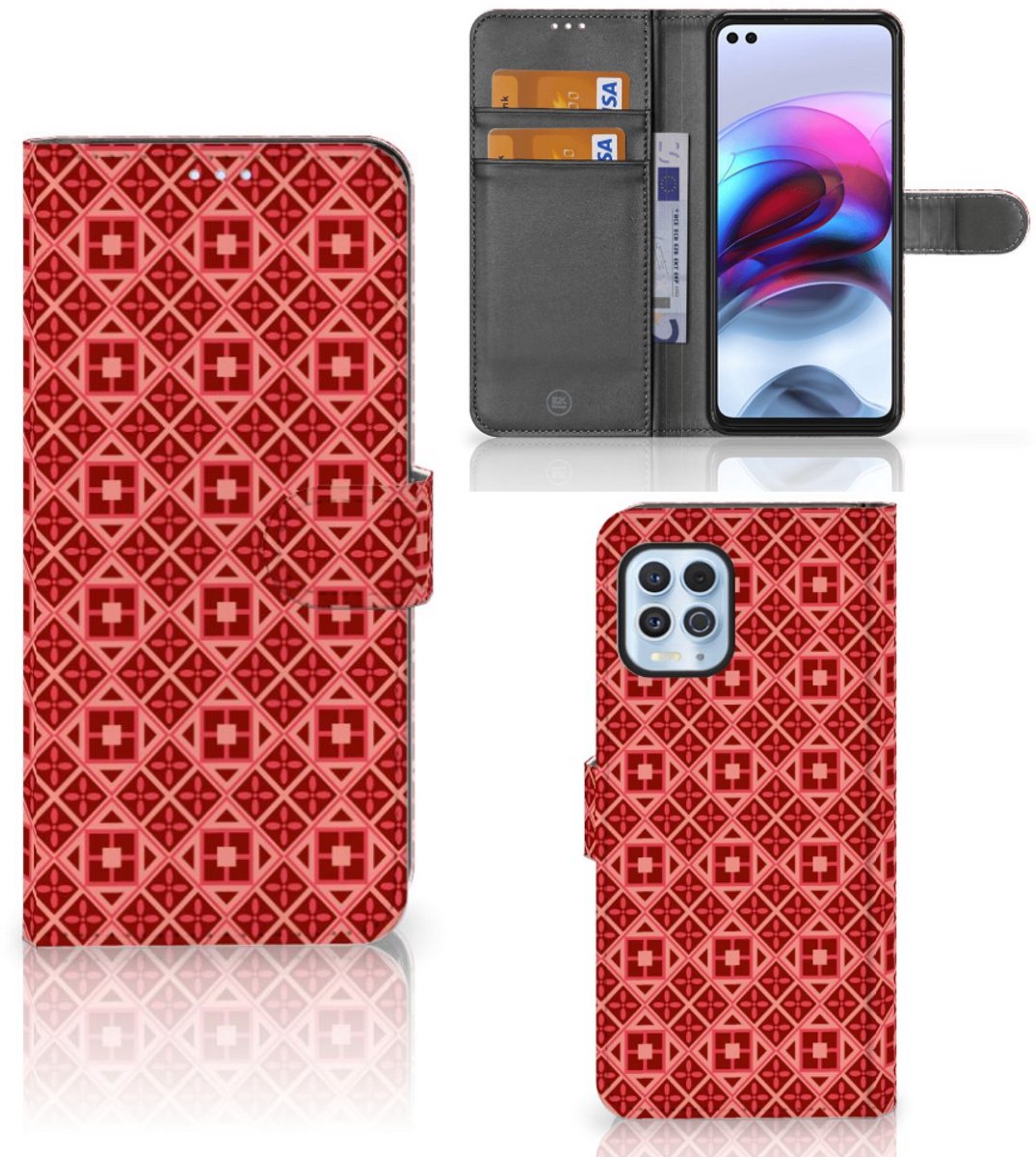 Motorola Moto G100 Telefoon Hoesje Batik Rood