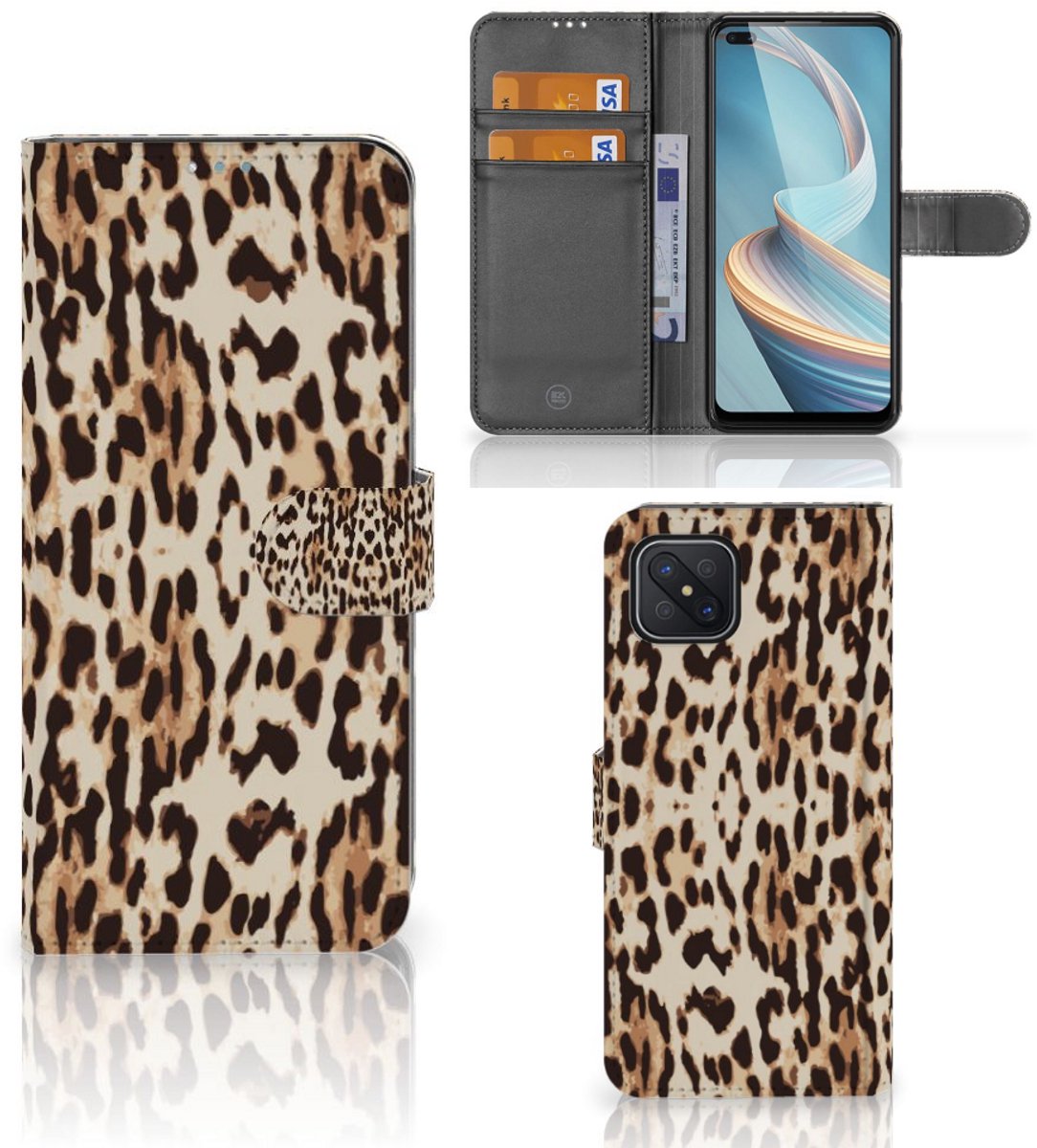 OPPO Reno4 Z Telefoonhoesje met Pasjes Leopard