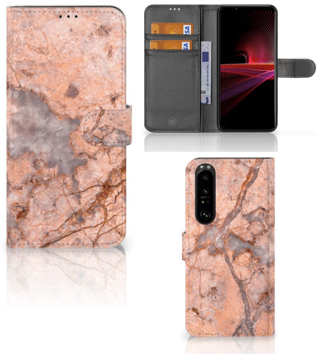 Sony Xperia 1 III Bookcase Marmer Oranje