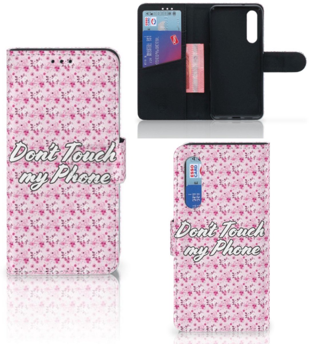 Xiaomi Mi 9 SE Portemonnee Hoesje Flowers Pink DTMP