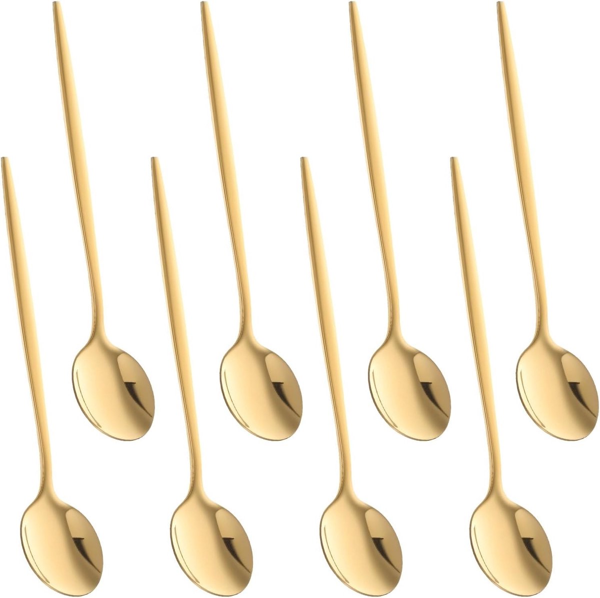 Set van 8 gouden dessertlepels van 13,2 cm - Hoogwaardige roestvrijstalen espresso- en koffielepels, elegant en vaatwasserbestendig