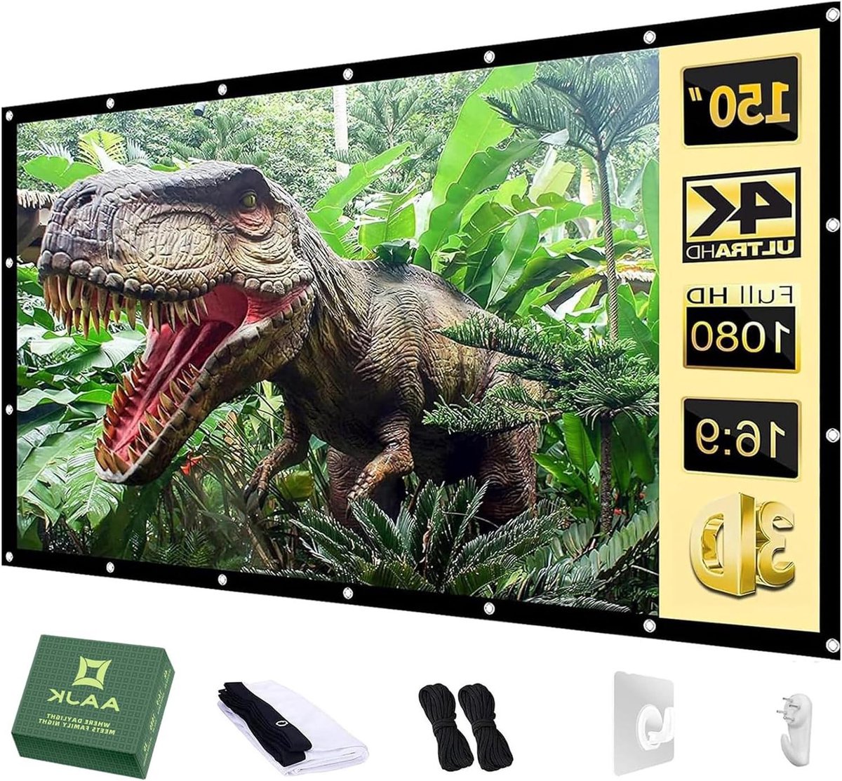 Projectiescherm Buiten - Filmscherm Opvouwbaar - Thuisbioscoop Ervaren - Anti-vouw Ontwerp - 150 Inch 16:9 - Wit