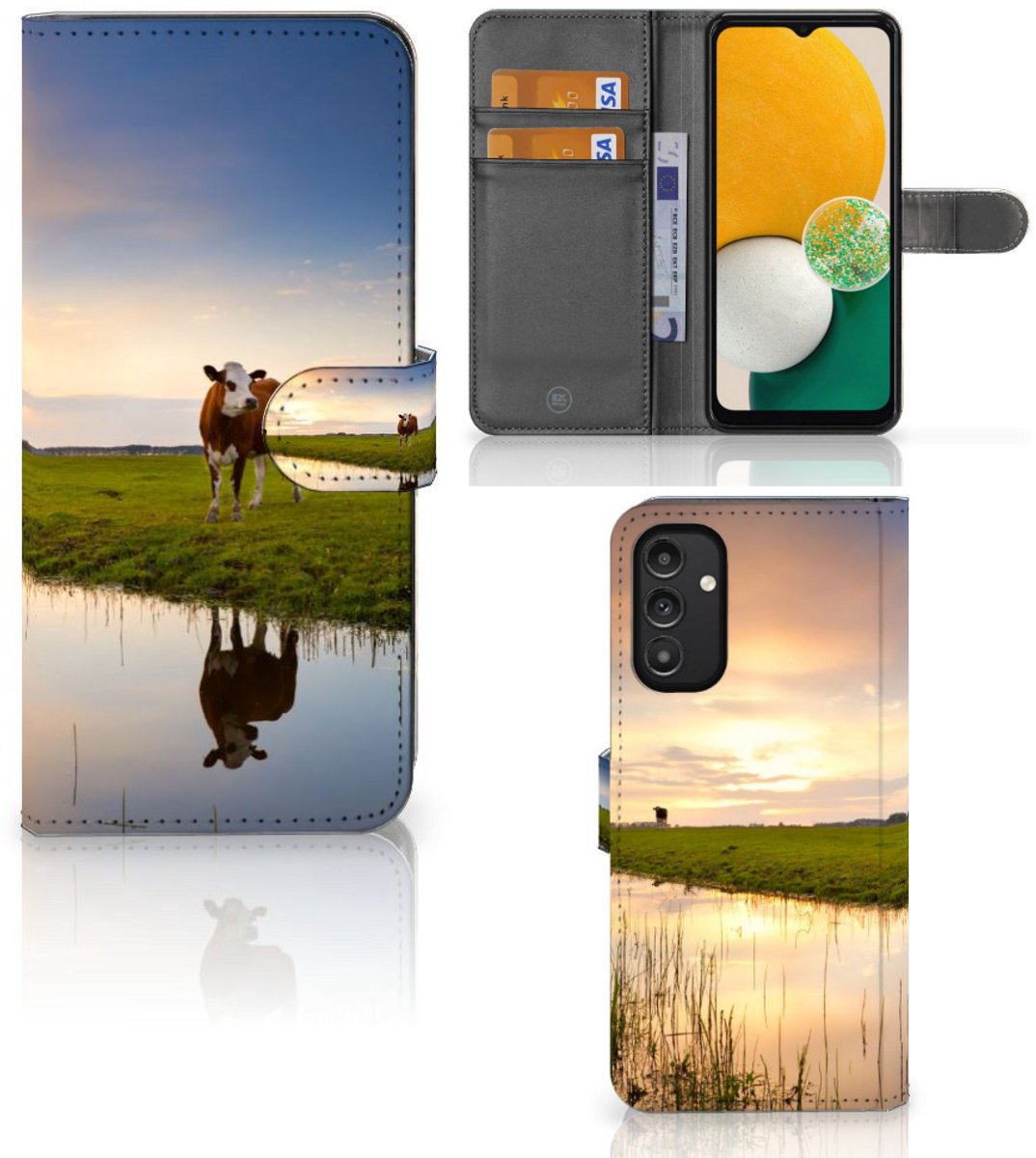 Samsung Galaxy A14 4G Telefoonhoesje met Pasjes Koe