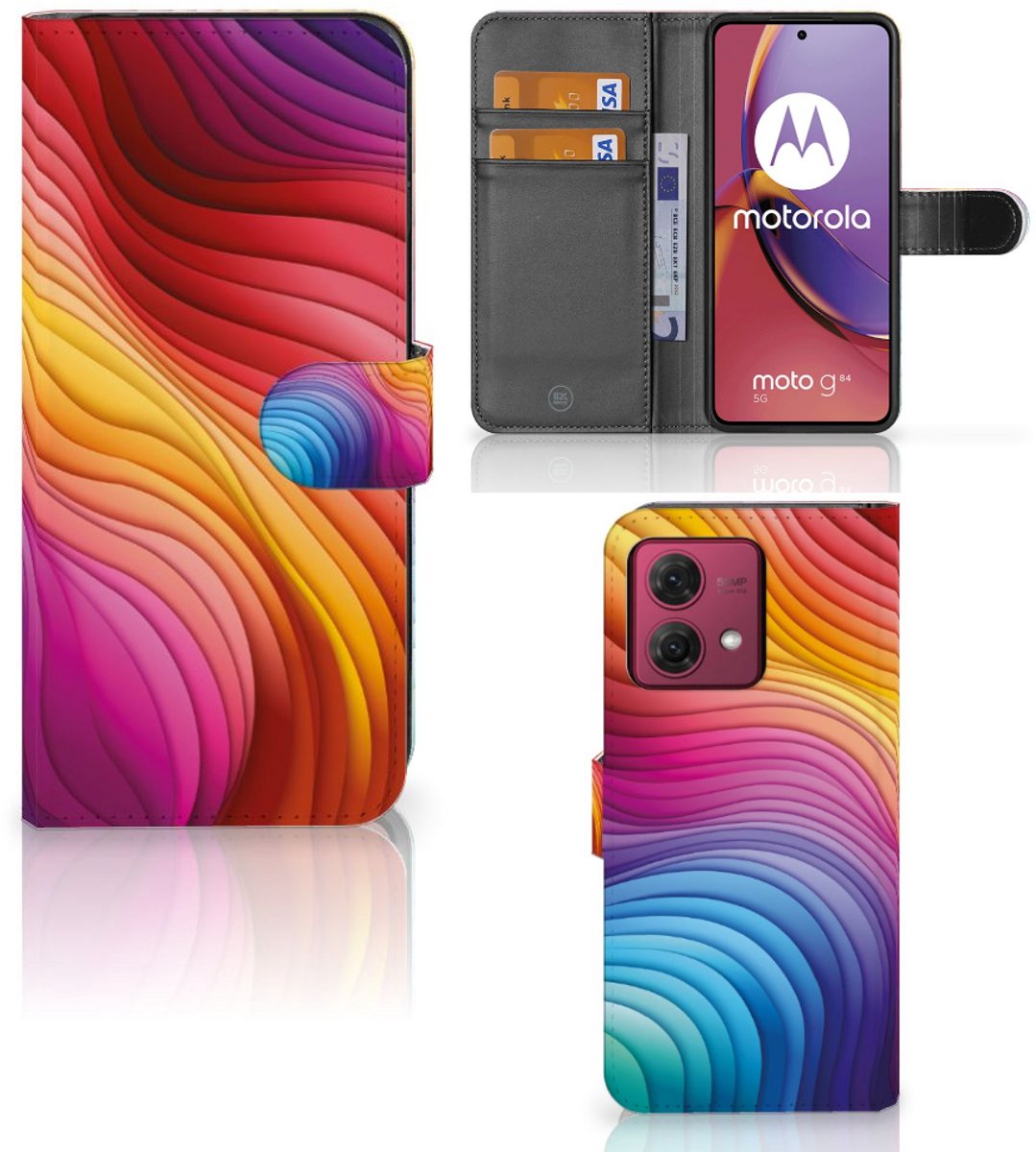 Book Case voor Motorola Moto G84 Regenboog