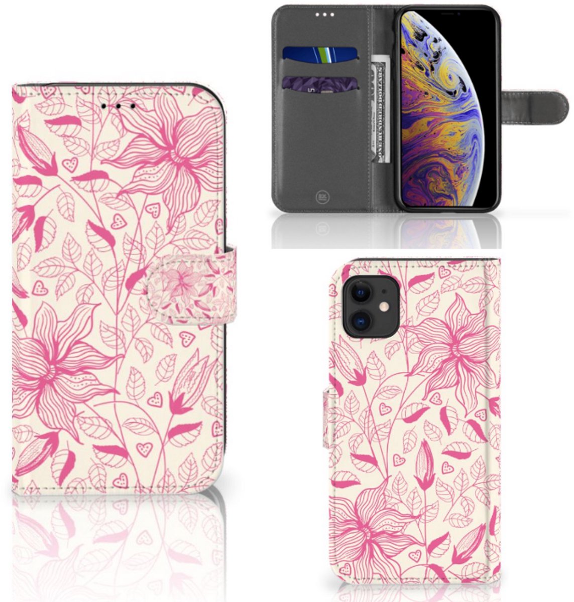 Boekhoesje voor Apple iPhone 11 Hoesje Pink Flowers