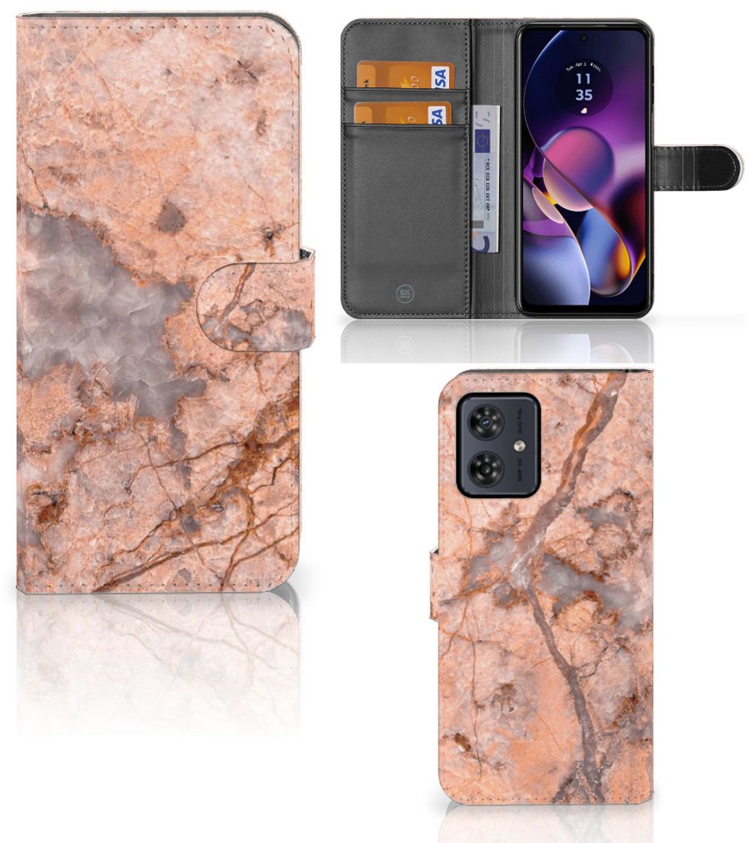 Motorola Moto G54 Bookcase Marmer Oranje