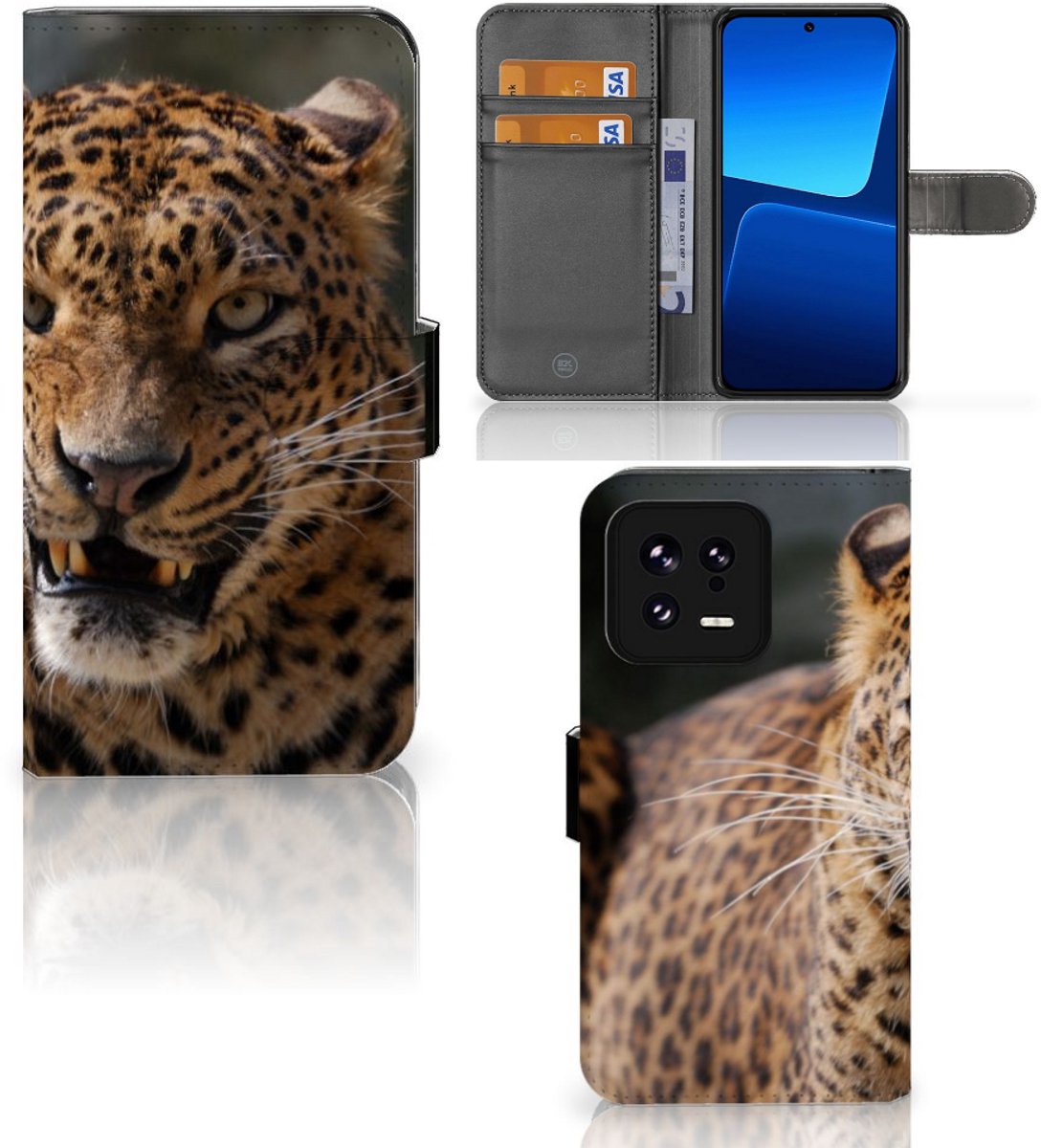 Xiaomi 13 Telefoonhoesje met Pasjes Luipaard