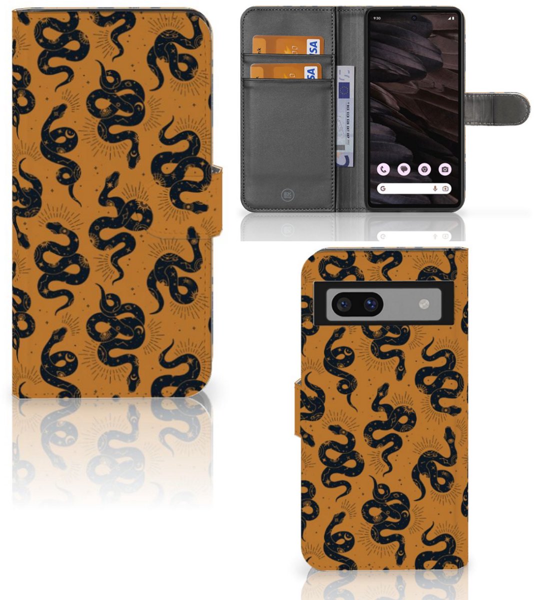 Telefoonhoesje met Pasjes voor Google Pixel 7A Snakes