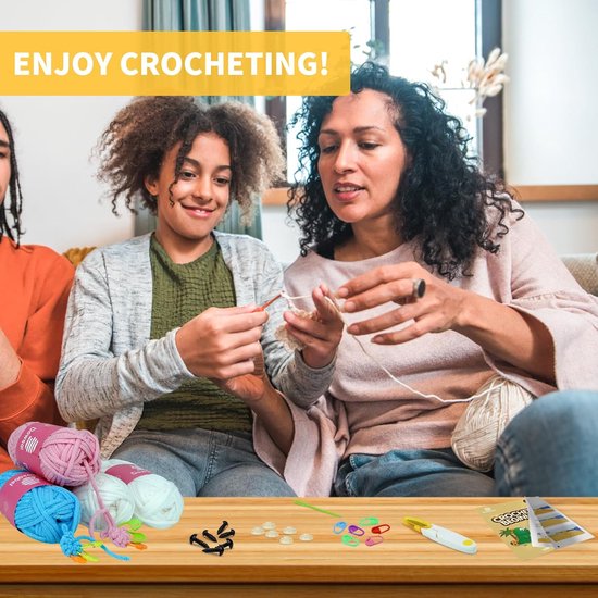 Dowsabel Haakset voor beginners, 3 patroondieren - dinosaurus, eend, pinguïn, leren haken kits voor volwassenen en kinderen, doe-het-zelf breibenodigdheden met stapsgewijze videozelfstudies — afbeelding 3