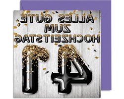 Stuff4 41st Wedding Day Card Love - Black Gold Glitter Balloons - 41 Birthday Card Wedding Day Gifts for My Husband Husband Husband Wife Wife, 145mm Greeting Cards