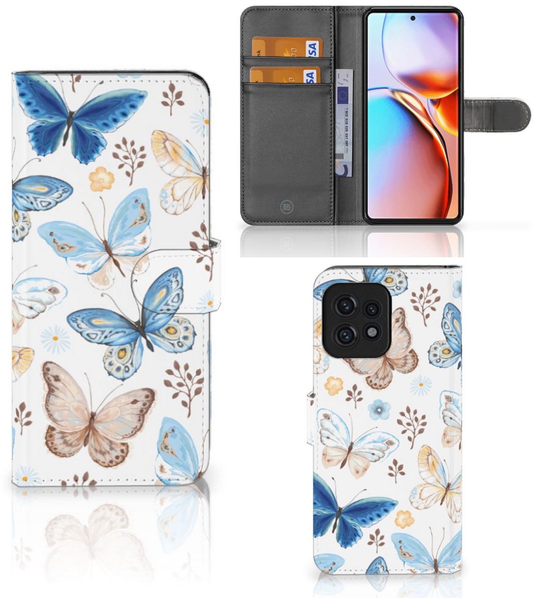 Book Case voor Telefoonhoesje met Pasjes voor Motorola Edge 40 Pro Vlinder