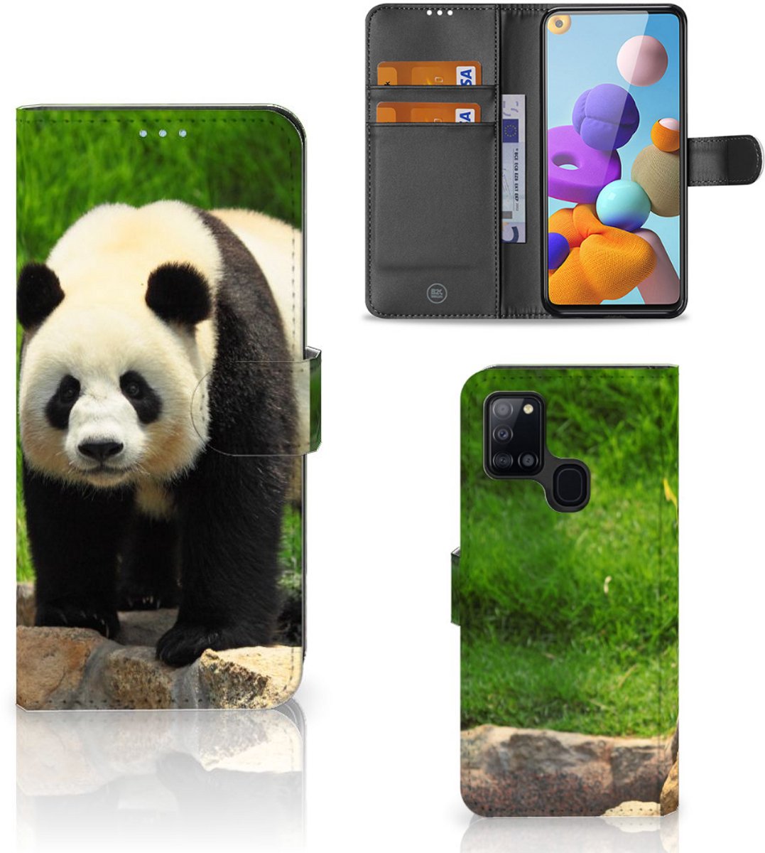 Samsung Galaxy A21s Telefoonhoesje met Pasjes Panda