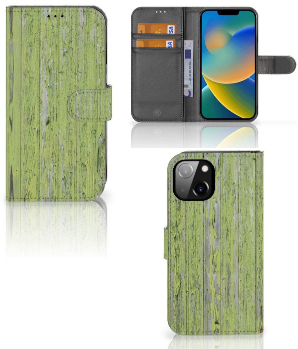 Apple iPhone 14 Book Style Case Green Wood
