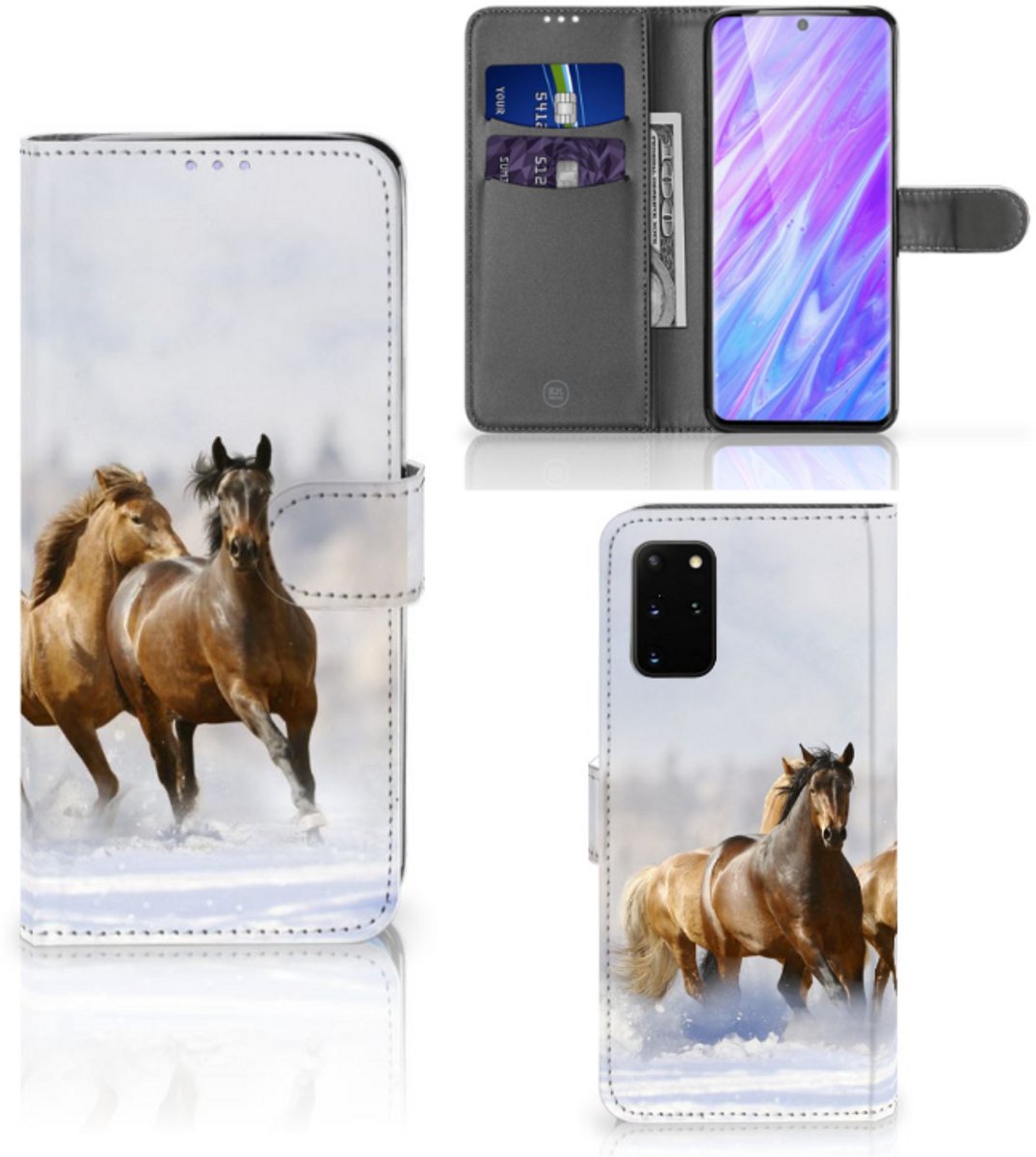 Samsung Galaxy S20 Plus Telefoonhoesje met Pasjes Paarden