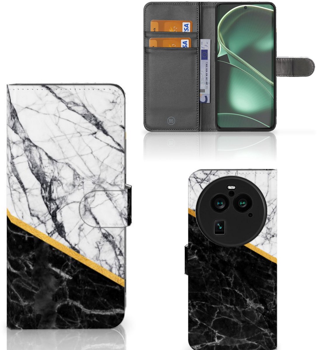 OPPO Find X6 Pro Bookcase Marmer Wit Zwart - Origineel Cadeau Man