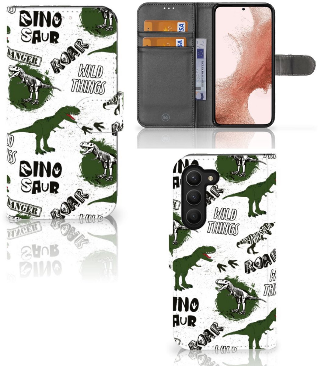 Book Case voor Telefoonhoesje met Pasjes voor Samsung Galaxy S23 Dinosaurus