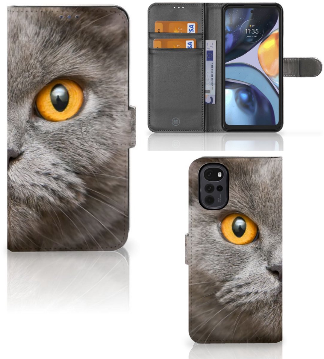 Telefoonhoesje met Pasjes Motorola Moto G22 Britse Korthaar