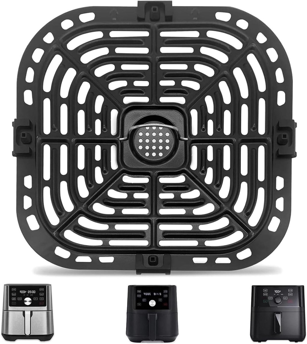 Airfryer Grillpan - Crisper plate rooster - Gezond koken - Wervelwind luchtstroom ontwerp - 245 cm - Zwart