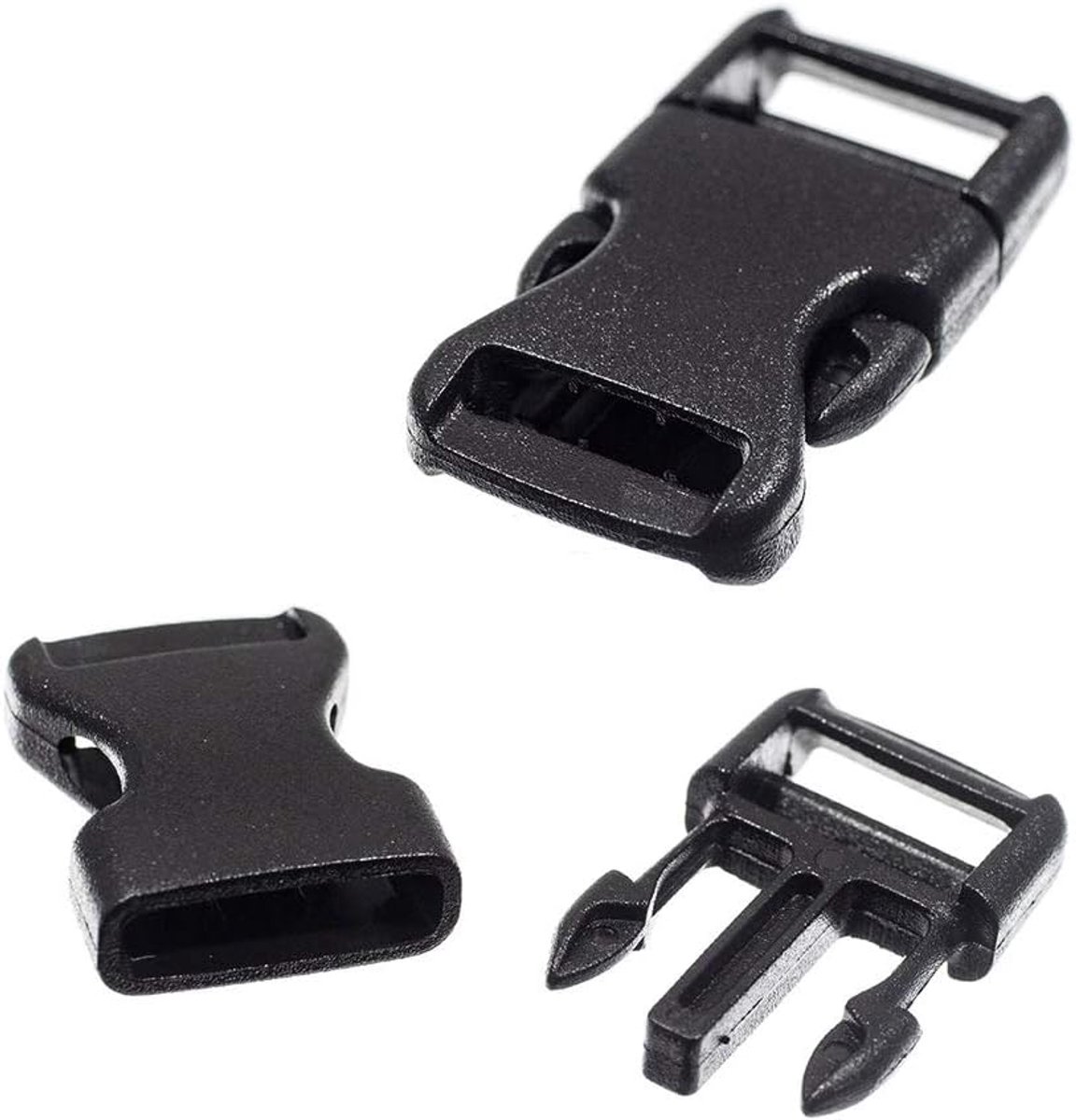Platte Gespen - Zijontgrendelingsgespen Vervanging - Tassen Riemen Maken - Gehard Plastic Materiaal - 1/2 inch 10 stuks - Zwart