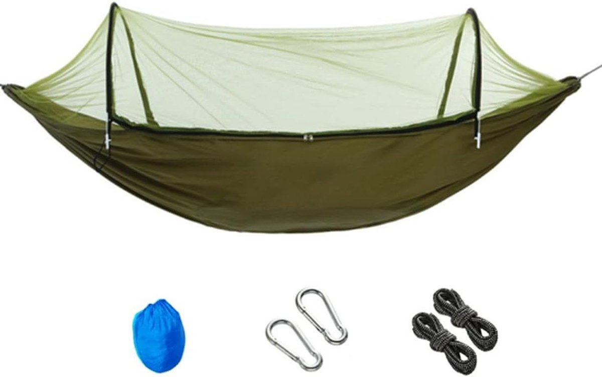 Campinghangmat met klamboe - Pop-up hangmat insectenwerende hangmat - Buiten kamperen en relaxen - Snel opzetbaar met tweeweg-ritssluiting