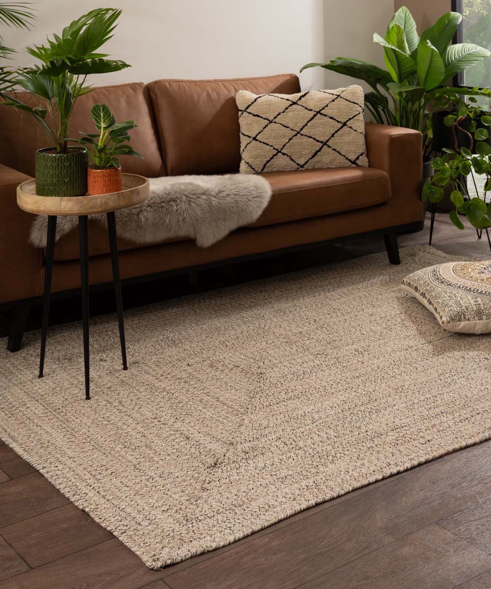 Vloerkleed katoen - Joy beige/wit 160x230