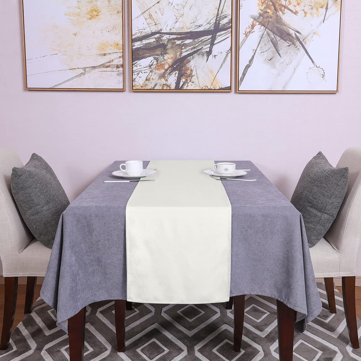 Tafelloper - Tafelkleed linnen - Diner decoratie - Waterdicht design - 35 x 180 cm - Ivoor