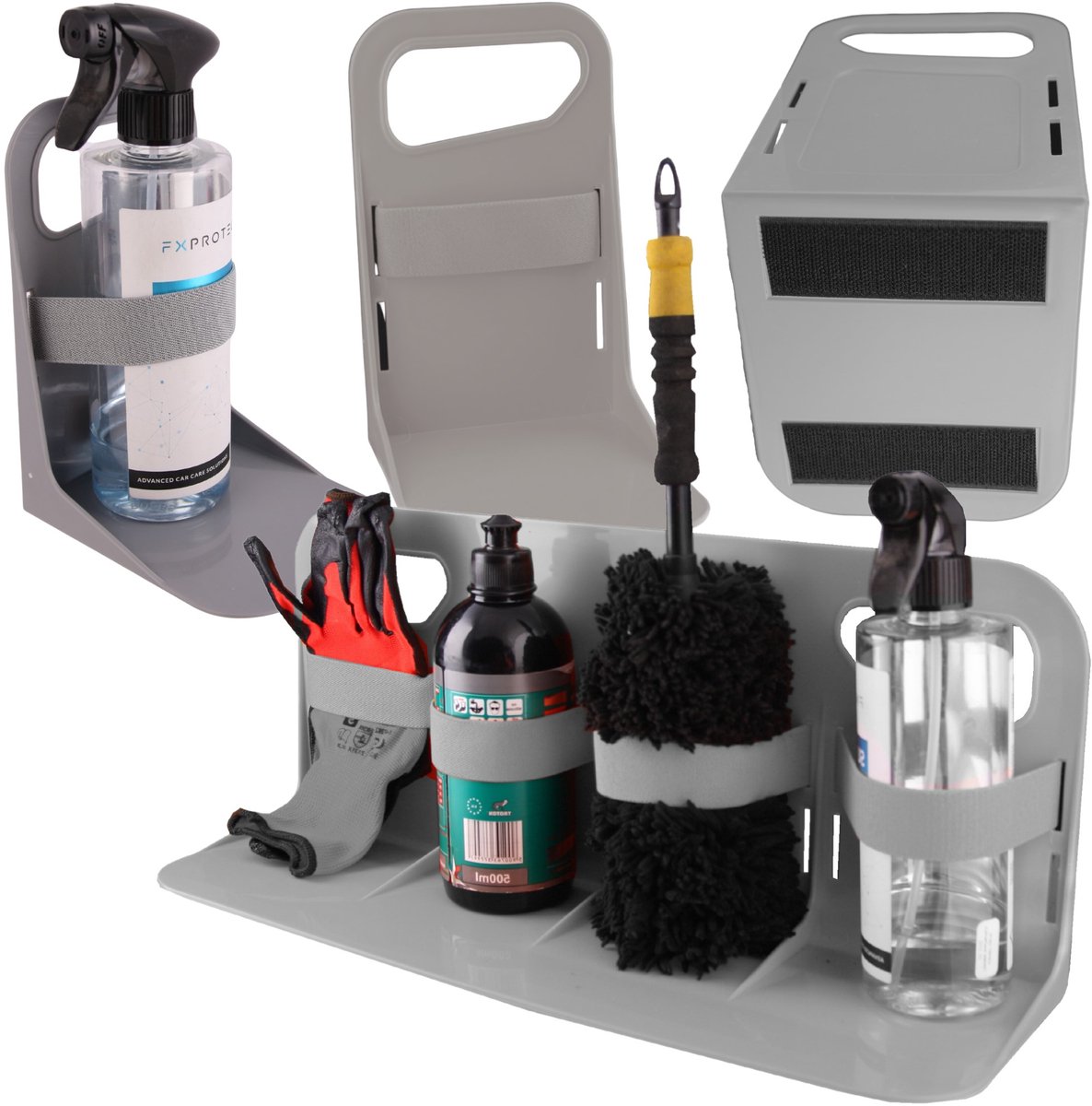 Wobell - Autokofferbak Organizer - 3 Stuks - Grijs - Klittenband Bevestiging