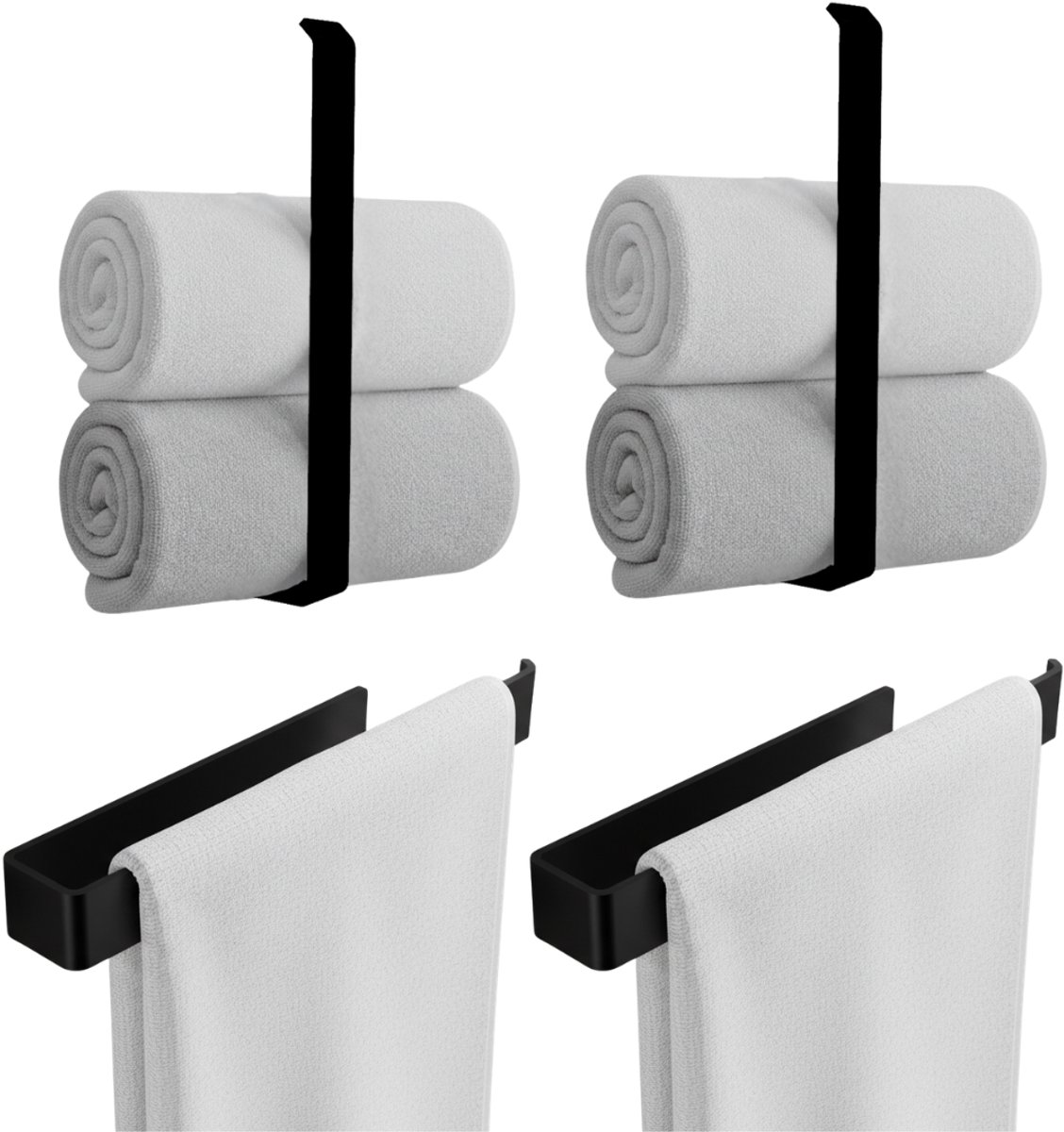 Anwicar Handdoekenrek Zonder Boren Set 2 - Breedte 30 cm - Towel Holder - Zwart 30x20x6 cm