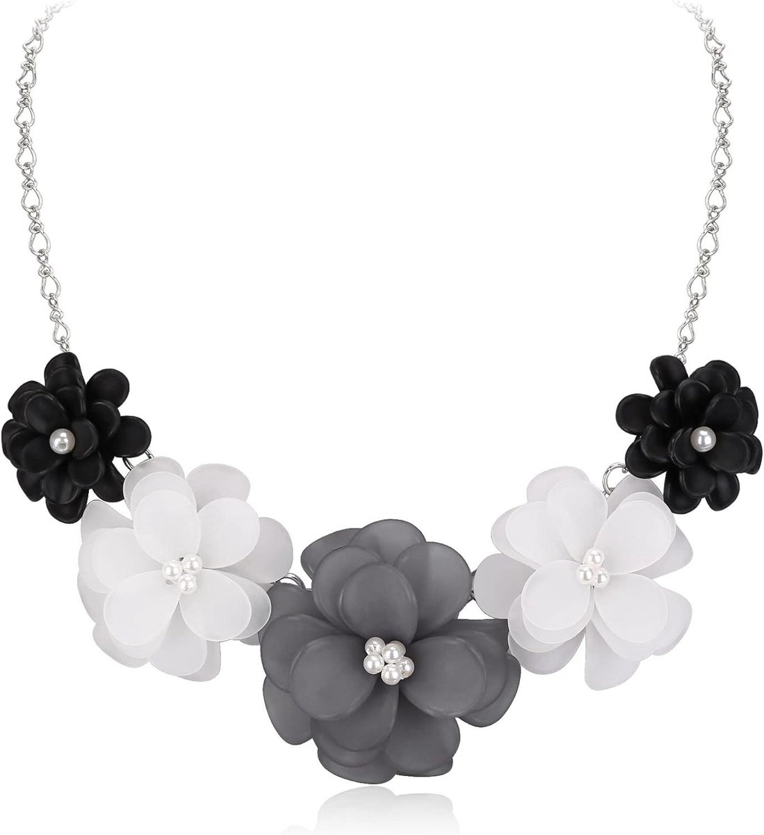 Bloemen Ketting - Bloemen Halsketting Dames - Zomerse Accessoires - Statement Bloemen Design - One Size - Blauw