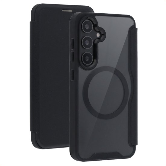 imoshion Coque - Compatible avec Samsung Galaxy S24 / S25 - Étui portefeuille transparent compatible MagSafe - Noir