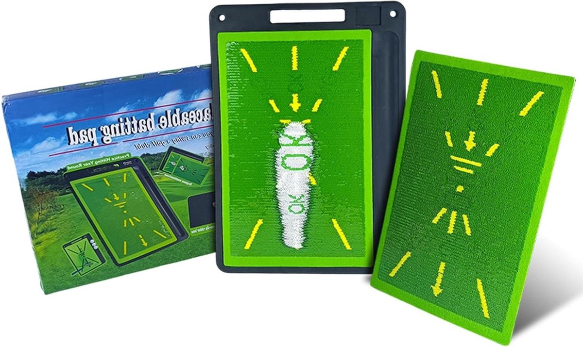 Golf Oefenmat - Golfmat Golfmatten - Swing Analyse - Dubbelzijdig Verwisselbaar - 44x31 cm - Groen