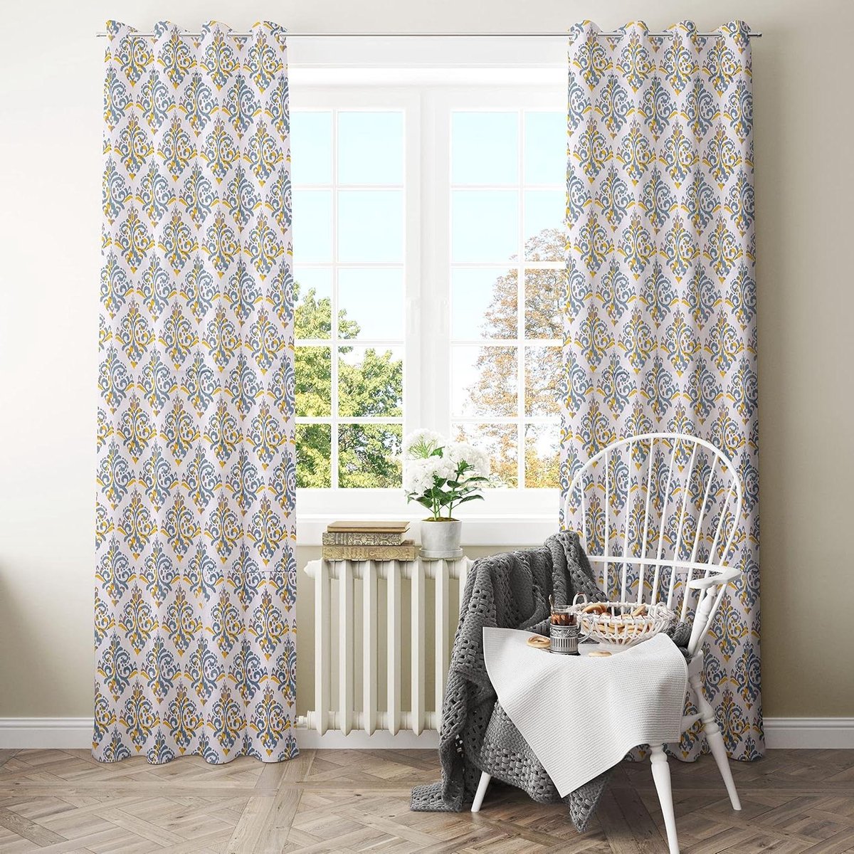 Katoenen Deurgordijnen - Decoratieve Gordijnen - Woonkamer Decoratie - Lichtfilterend - 8 x 3.75 Voet - Geel Ikkat