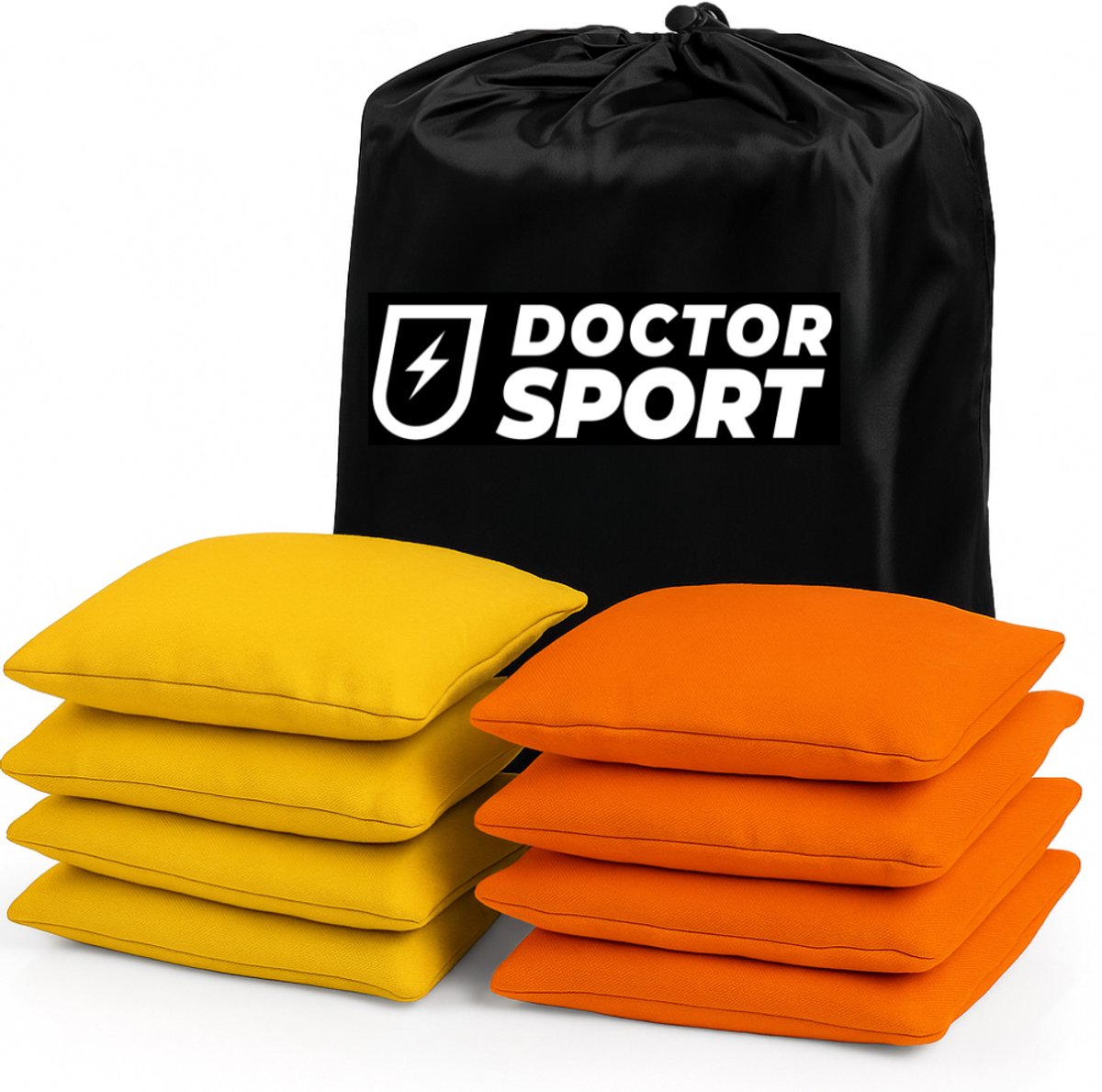 Dr Sport - Originele Cornhole Bean Bag Set (8) - 4 Oranje en 4 Gele Cornhole Bags - Hoogwaardige Kwaliteit