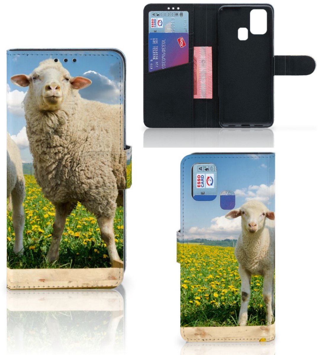 Samsung Galaxy M31 Telefoonhoesje met Pasjes Schaap en Lammetje