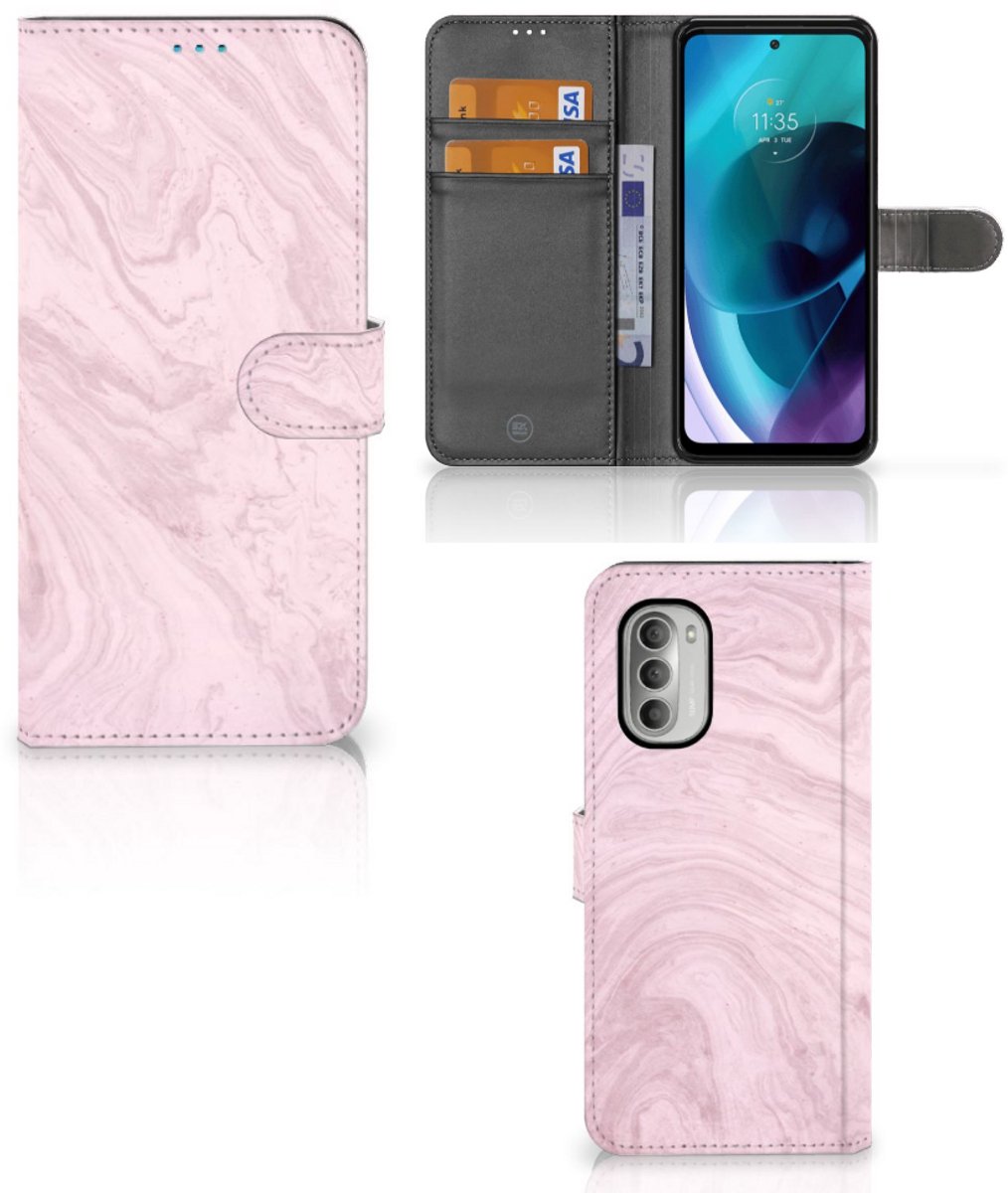 Motorola Moto G51 5G Bookcase Marble Pink - Origineel Cadeau Vriendin