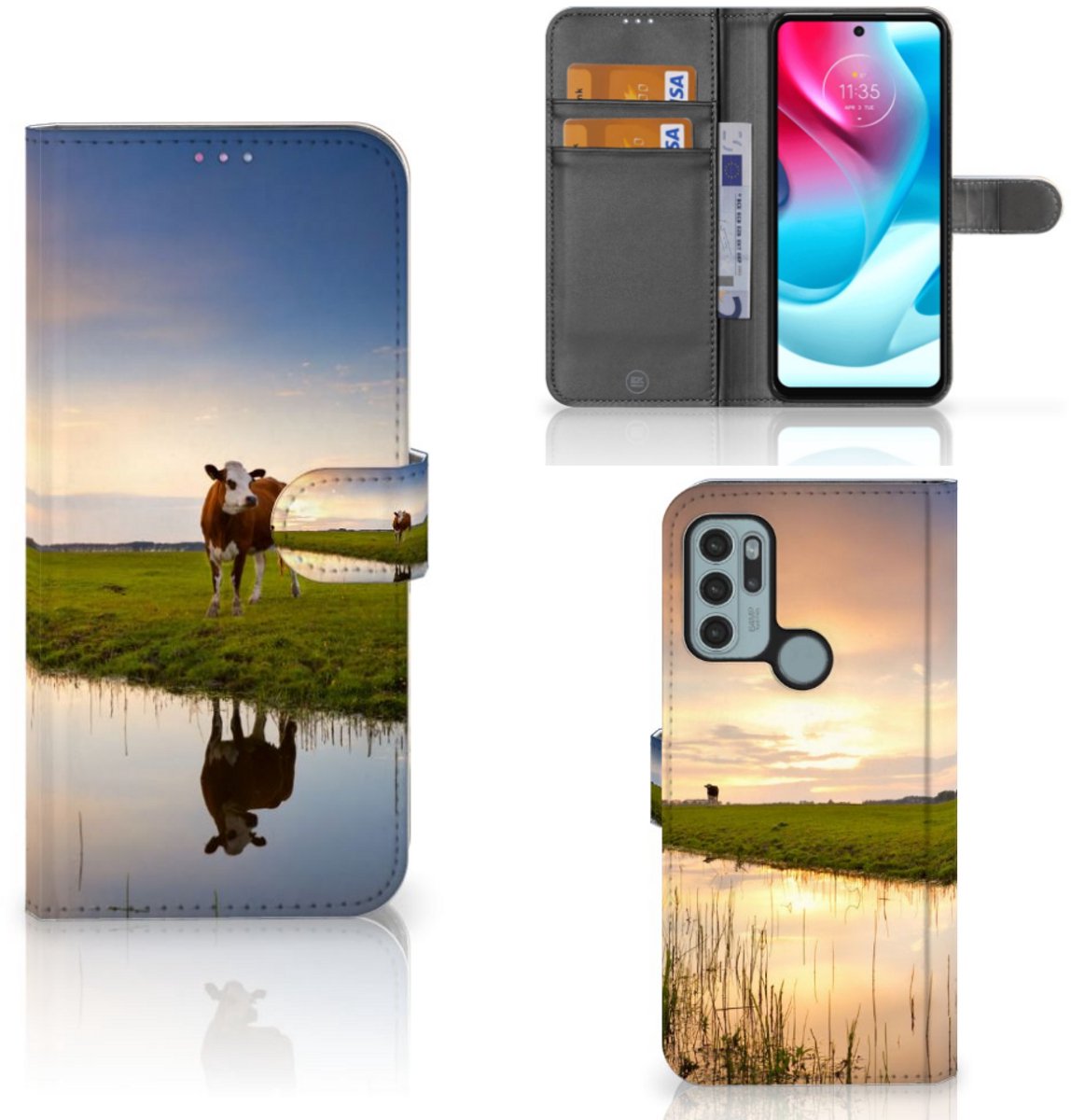 Motorola Moto G60s Telefoonhoesje met Pasjes Koe