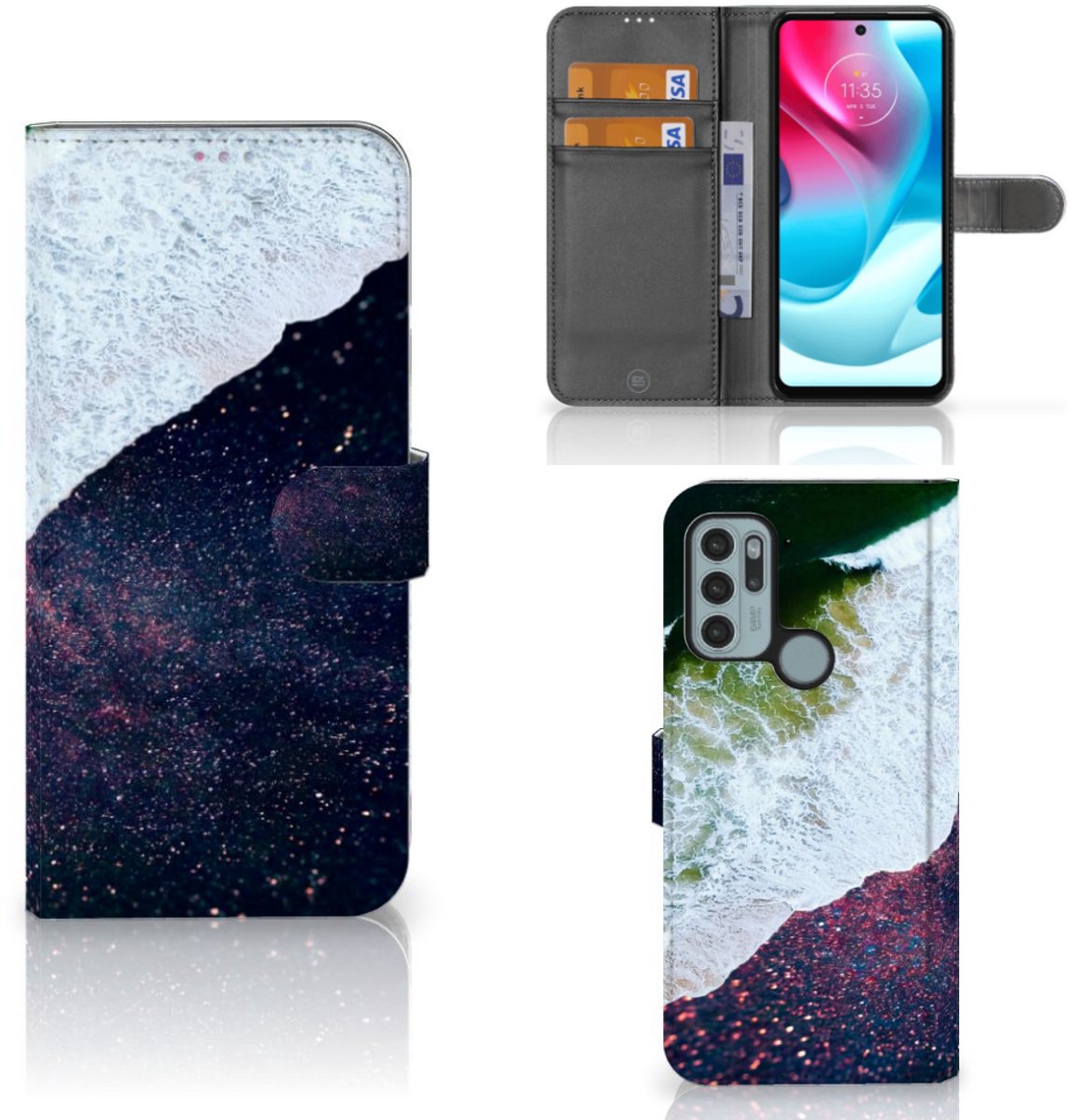 Motorola Moto G60s Book Case Sea in Space