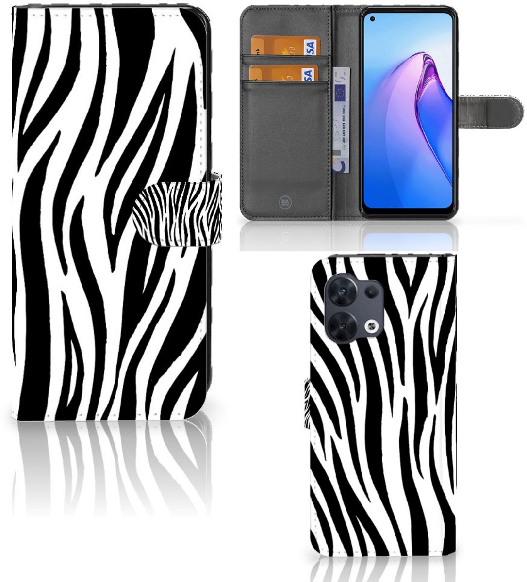 OPPO Reno8 Telefoonhoesje met Pasjes Zebra