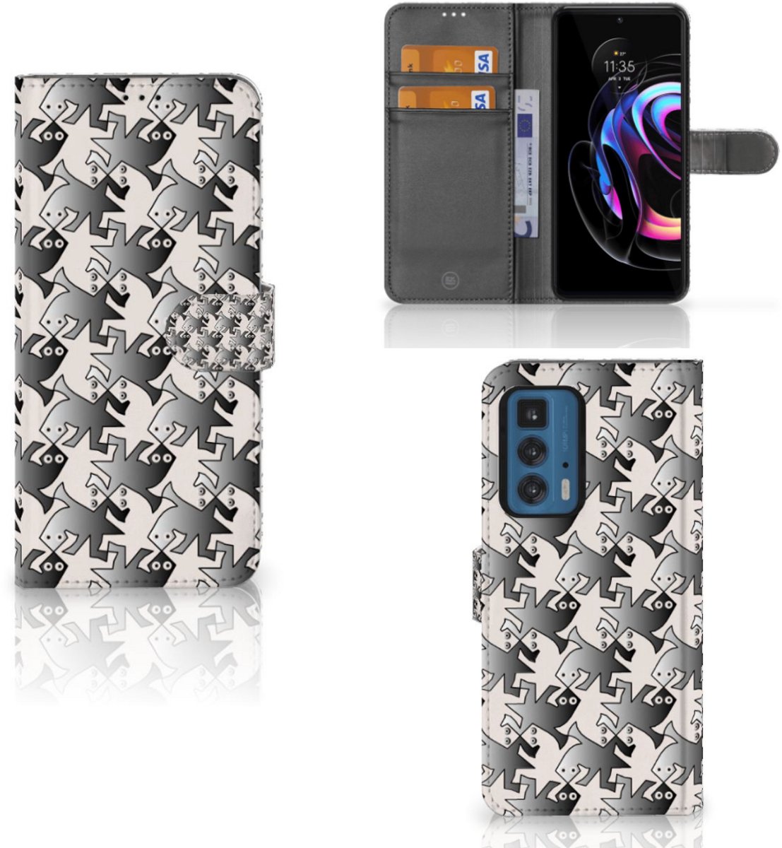 Motorola Edge 20 Pro Telefoonhoesje met Pasjes Salamander Grey